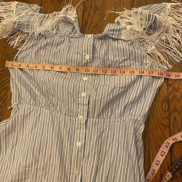 Uterque striped midi dress with lace and fringe design - Picture 10 of 13